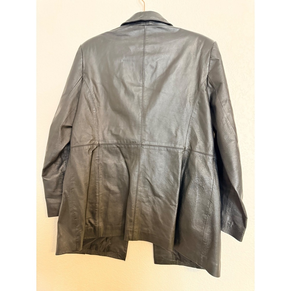 Newport News Styleworks Vintage‎ Black Leather Blazer Jacket Womens 16 61869 - Picture 4 of 4